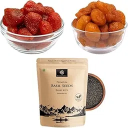 Kashmir Exotics Assorted Combo Pack of Dried Strawberry, Dried Prunes & Basil Seeds | Natural Snack Mix | Perfect for Everyday Use, Gifting & Snacking | Rich Taste & Flavorful Blend - 250g Each-picture-29