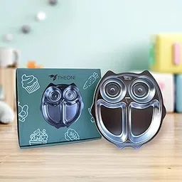 THEONI Stainless Steel Owl Plate for Kids – Divided Dinner Tray for Toddlers & Babies | BPA-Free, Non-Toxic, Unbreakable, Durable | Perfect for Gifting & Daily Meals-picture-16
