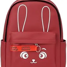 Kids Red Backpack with Bunny Cartoon Design and Side Pockets School and Travel Bag-image-10