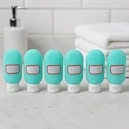 ASHMEN Pack of 6 Travel Bottles for Toiletries For Shampoo Lotion Facewash Etc. Travel Containers for Toiletries, Leak Proof Empty Squeeze Bottle for Toiletries -60ml Label Sticker for Naming-image-3