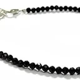 astroghar Black Obsidian Diamond Cut Crystal Anklet For Women's And Girls-picture-12