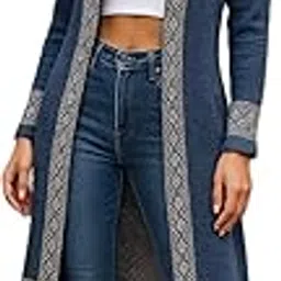 tnq Women Woolen Log Sweater || Long Shrugs || Printed Woollen Coat || Open Front Longline Shrug Cardigan-picture-36