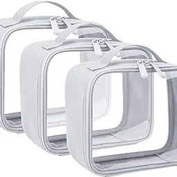 Clear Makeup Bag, Anrui TSA Approved Clear Toiletry bag Waterproof Cosmetic Bag Case Travel Liquids Organizer Carry On Luggage for Women Men Grey 3pcs-picture-52