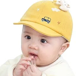ziory Unisex-Child 1 Pc Infant Baseball Car Designed Cotton Cap for Summer- Yellow (6-12 Months)-picture-23