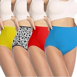 mothernity Women's Plus Size Panties High Waist Cotton Brief Maternity Pregnancy C-Section Recovery Underwear Combo (Colors and Prints May Vary) Multicolor-picture-11