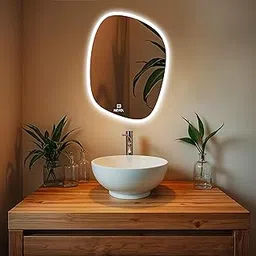 NEVEX Glass Wall Mounted Mirror with Light, Touch Sensor Led Mirror for Wash Basin with 3 Color Lights (Warm + White + Natural Light) Decorative Bathroom Mirror, 18X24 Inch.-image-8