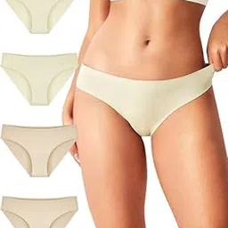 louryn koulyn Women's Seamless Bikini Underwear No Show Panties Invisibles Briefs Soft Stretch Hipster Perfect for Legging, 4-Pack-picture-25