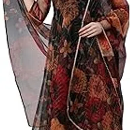 gosriki Women's Cotton Blend Anarkali Floral Printed Kurta with Pant & Dupatta (MRP-Black-GS)-picture-12
