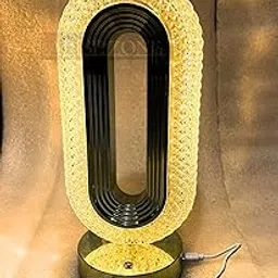 Modern LED Rechargable Table Lamp, Oval Shape Crystal Design, Black and Gold Decorative Lighting with Textured Pattern, Touch Control-picture-13