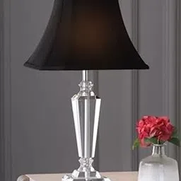 Original Crafts Premium Acrylic & Metal Table Lamp with Black Fabric Shade | Modern Crystal Look Bedside Lamp | Elegant Bedroom & Living Room Lighting | 28 Inch | USA Imported-image-64