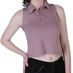 leriya fashion Women's Polycotton Polo Button Western Crop Tops, Casual Wear Top.-picture-31