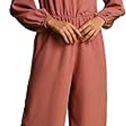 globus Women Wrap Neck Bishop Sleeves Gathered Waist Longline Jumpsuit-picture-20
