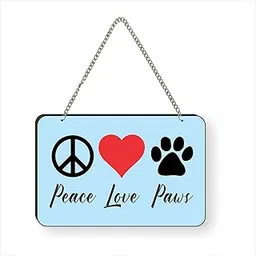 Printjas Peace Love Paws Wall Door Hanging for Living Room, Home Office, Designer Gift for Family, Friends, Housewarming Dog Lover Gift (Blue)-picture-10
