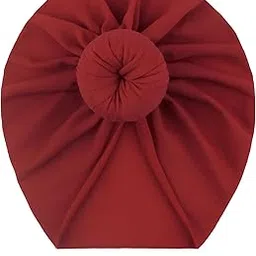 Bembika Beanie Bun Headband For Baby Girl Hair Accessories For Girls Baby Headband- (Maroon)-picture-14