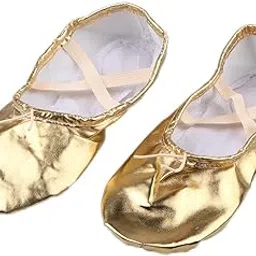 2xWomen Girl Gold Ballet Pointe Gymnastics Leather Dance Shoes 37-image-9