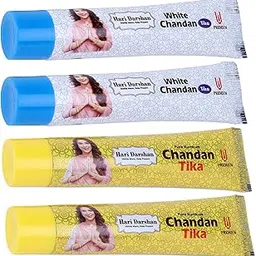 Hari Darshan Premium Chandan Tika Tube Paste Combo | Pure Sandalwood Tilak Paste for Daily Pooja Havan & Rituals | Herbal Chandan Tilak Tube for Spiritual Worship & Meditation - Pack of 4-50g Each-image-13