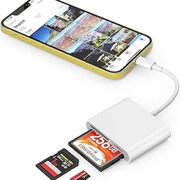 SZHAIYIJIN CF SD Card Reader for iPhone iPad, 3 in 1 Compact Flash Memory Card Reader Adapter, 3-Slot MicroSD CF SD Trail Game Digital Camera Viewer for iPhone 14/14 Pro/13/13 Pro No App Required-picture-29