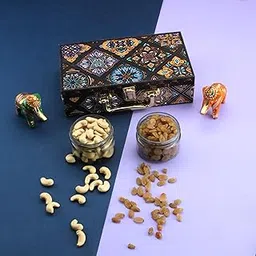 SFU E Com Premium Dry Fruit Breifcase | Glass Jar Loaded with Fresh Cashew and Raisin | Premium Dry Fruit Gift Hamper for Diwali, Rakhi, New Year, Corporate Gifting | 009-picture-49