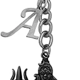 Lord Shiv Shankar Mahadev Bholenath Initial Letter Alphabet - A Grey Zinc And Metal Keychain For Men And Women SKey2022378-image-92