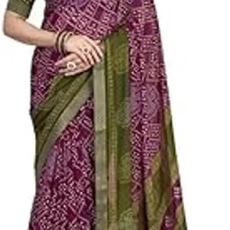 siril Women's Chiffon Bandhani Printed Saree With Unstitched Blouse Piece-picture-55