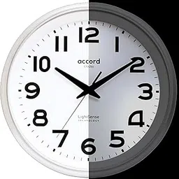 LightSense Auto Night Illumination Wall Clock | 12-inch | Battery Operated, Silent Sweep Movement | Modern Design | Model: Sunset Boulevard-picture-13
