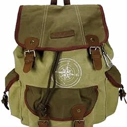 the house of tara Canvas Backpack for Men & Women 27 Liters | Large Waterproof Bags with Broad Adjustable Straps & 3 External Pockets | Spacious Casual Backpacks For College & Travel (Khaki Green) image 1
