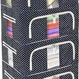 Nicasa Foldable Steel Frame Clothes Organizer Storage Box For Wardrobe, Saree, Shirts, And Blankets (24 Ltr - Pack of 4)-picture-15