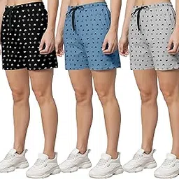 runk Women's Cotton Printed Regular Shorts - Pack of 3||Short Nightwear(Multicolour)-picture-28