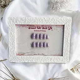 NailsOnTheGo Women’s Premium Reusable Set of 20 Artificial Press Ons | Extensions | Ready to Wear Stick Ons | Lightweight & Long Lasting Press Ons | Hand Made | PO-SR-82-Y-image-31