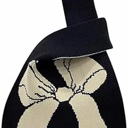 gold leaf Knot Wrist Bag – Handmade Knit Handbag, Reusable Casual Bow Tie Knot Tote, Fashionable Wristlet for Shopping, Travel & Daily Use – 20 × 34 cm Knitted Bag-picture-37