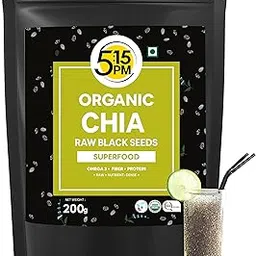 5:15PM Certified Organic Chia Seeds 200gm | Raw Unroasted Black Chia Seeds for eating with Omega 3 and Fibers-picture-14