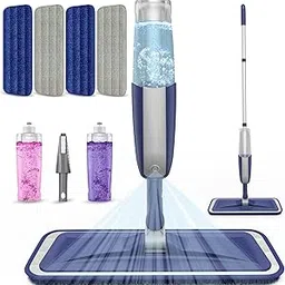 Wet Dust Mops for Floor Cleaning - MEXERRIS Microfiber Spray Mops 4X Reusable Mop Pads 2X Bottles Wood Floor Mop with Spray Dry Mops Flat Mop for Home Commercial Use Hardwood Laminate Tiles Floors-picture-22