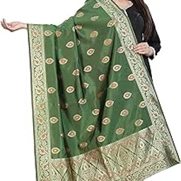 Jacquard Banarasi Silk Zari Work Dupatta For Women - Free Size-image-3