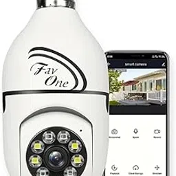 FAVONE WiFi Outdoor Wireless 2MP CCTV Bulb Camera Full HD 1080P IP Camera, Home Surveillance CCTV Cameras with Motion Detection Alarm/Night Vision/Remote Viewing Two Way Audio PTZ Dome-picture-18