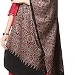 dupatta bazaar Women's Black Hand Block Print Mushru Stole-picture-44