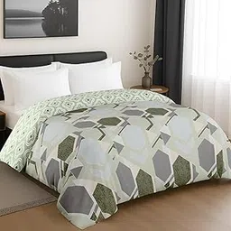 Signature Microfiber Reversible AC Comforter Set Double Bed, 200 GSM Lightweight AC Quilt Blanket King Size Bed for Ultimate Comfort (88x90 Inch, Olive Hexa Grid)-image-54