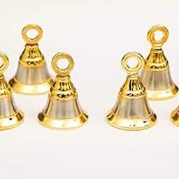 Aroha Metal Gold Plated Pooja Mandir And Decorative Hanging Bell (1.5 Inch, Silver&Gold) (6 Pcs With J Hooks)-picture-31