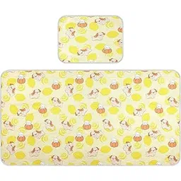 Bolaz Summer Sleeping Bed Pad, Lemona and Dogs Yellow Cooling Mattress Set Breathable Bed Mat Ice Silk Mat + Pillow Cover for Toddler Boys Girls-picture-13