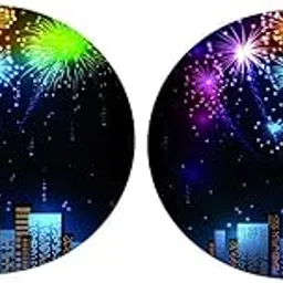 Merishopp 2 Pcs Waterproof Table Cover Colorful Fireworks Home Tablecloth 47" Round-image-35