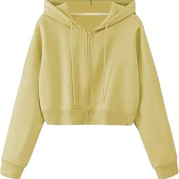 toxa Women's Cropped Zip-Up Cotton Fleece Hoodie, Women Hoodie-picture-48