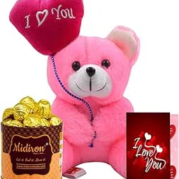 Midiron Romantic Gift For Girlfriend | Gift for Wife/Lover/Fiancé | Unique Gift for Birthday/Anniversary/Valentine's day | Gift Combo with Chocolate Tin Box, Pink Teddy & Greeting Card-picture-16