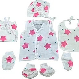 BabySphere Premium Cotton Organic Muslin Gift Set(Pack of 6)(0-6 Months) (0-3 Months, Pink Star)-picture-36