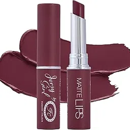 JERSEY GIRL BY FASHION GIRL Kiss Proof Lipstick | Water Resistant & Smudge Proof | Non-Drying | Lightweight | Long Stay | Creamy Matte Lipstick For Women | (SHADE NO-05_FUSCOUS, 2g) image 1