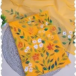 Women Kota Doria Suit with Hand Brush Paint – Unstitched Dress Material 2.5 Meter Top & Dupatta Only No Bottom (Handloom Cloth Store) HCS4HBPS-picture-22