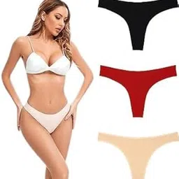 TEXTREE Women’s Cotton Blend V-Back Design G-String Thong Panties Comfortable – Lightweight, Daily Use (3-Pack)-picture-11