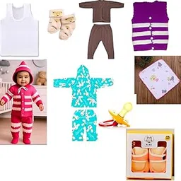 Baby Clothing and Accessories Set,Essential Combo Pack, White, Brown, Purple, Pink, Cotton Blend, Includes Vests, Sweaters, Pants, Hats, Blanket (9, 3-6)-picture-20