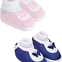 neska moda 6 To 12 Months Baby Boys & Girls Pack of 2 Pair Cotton Butterfly Booties -SK175andBT2146-picture-18