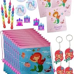 Le Delite Mermaid theme party return Gift Bags for Kids |doll princess return gift items for birthday I party supplies return Gift Bags Weddings | Birthday | Holiday Presents (all 10 piece combo set)-picture-31