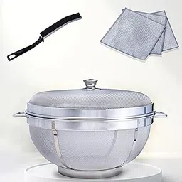 Koopso 12 inch Round Fruit Basket with Lid | fruit Basket with Net | Fruit Basket for Dining Table | Fruits Basket with Net Cover – Decorative Steel Mesh Storage Bowl-picture-46