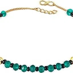 s k jewels Luxury Green Crystal and Gold Bead Bracelet with Adjustable Chain Bracelet-picture-30